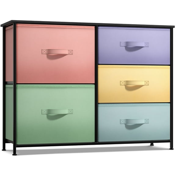 Sorbus Dresser with 5 Drawers -(Pastel/Black)