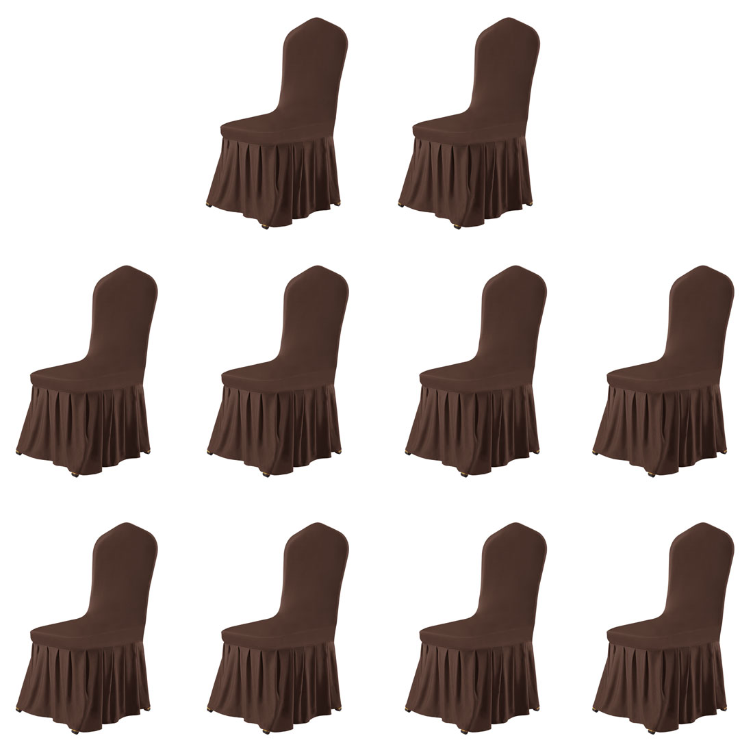 Dining Chair Cover Spandex Pleated Seat Protector Coffee Color