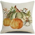 thumbnail image 5 of Fall Pumpkin Throw Pillow Covers Autumn Thanksgiving Throw Pillow Covers Full Flax Cute Throw Pillow Case Set of 4 (18 x 18) for Sofa Bed Home Decor, 5 of 6