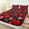 thumbnail image 3 of Manfei 3D Heart Loves Bed Sheets,Romantic Valentines Gifts King Sheets,Red Black Sheet Set For Girls Teens,Super Cozy Room Decor,4 Pieces, 3 of 7