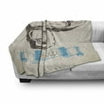 thumbnail image 3 of Oyster Soft Flannel Fleece Throw Blanket, Sketched Virginica Atlantic Oysters on Polka Dot Background, Cozy Plush for Indoor and Outdoor Use, 50" x 60", Dark Brown Azure Blue, by Ambesonne, 3 of 6
