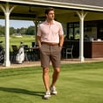 thumbnail image 4 of Men's 7-Inch Chino Dress Shorts, Straight Leg Flat Front Casual Shorts, Solid Color Business Casual Summer Golf Shorts with Button Brown, 4 of 5