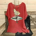 thumbnail image 2 of Vestidos Casuales Para Mujer, Blusas De Mujer De Moda Camisetas estampadas de moda para mujer, blusas casuales de lino holgadas de manga corta con cuello redondo y raglán, 2 of 7