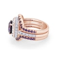 thumbnail image 4 of AFFY Round Simulated Amethyst & White CZ Trio Engagement Ring Set In 14k Rose Gold Over Sterling Silver Ring Size-6.5, 4 of 8