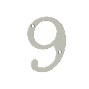 Deltana RN4-9U15 4" Numbers; Solid Brass; Satin Nickel Finish