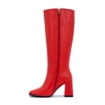 thumbnail image 3 of Botas hasta la rodilla Aizhenzm de piel sintética rojas para mujer, talla 8, 3 of 7