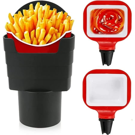 JS Gourmet - Porte-Frites avec 2 Contenants pour Condiment, Acier Noir main image 1