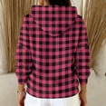 thumbnail image 6 of Women's Fashion Casual Plaid Print Pullover Long-Sleeve Hooded Sweatshirt, Trendy Fall Winter Fashion with Soft Fabric and Comfortable Fit for Casual Outings,Hot Pink,2XL, 6 of 6