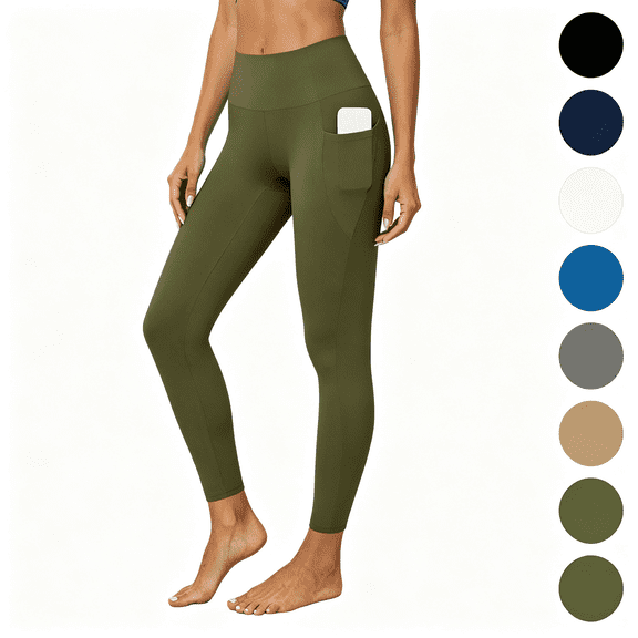 Nugftut Womens Yoga Pants with Pockets Stretch Workout Pant Soft Gentle Compression