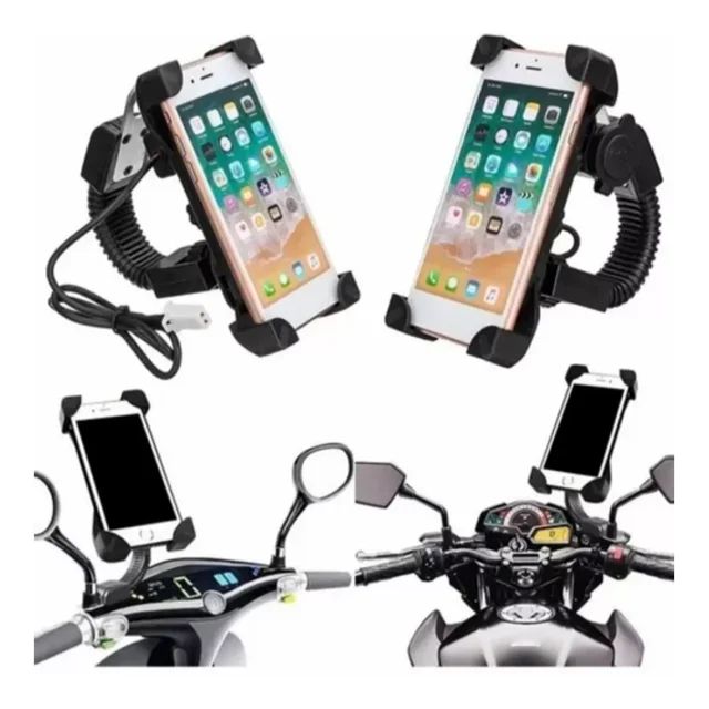 Base Soporte Porta Celular Para Moto/bicicleta Cargador Usb
