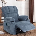 thumbnail image 2 of Manual Vibration Heating Recliner, Adjustable Home Theater Leisure Seating with Bread-shaped Handrail and Large Side Pockets Blue, 2 of 5