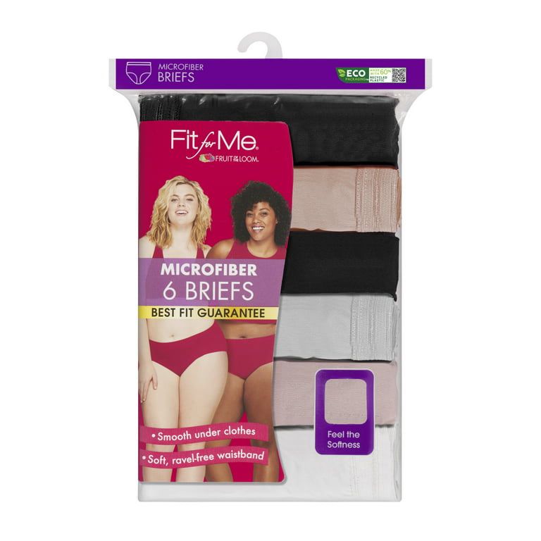 Fit for Me by Fruit of the Loom Women's Plus Size Microfiber Brief  Underwear, 6 Pack