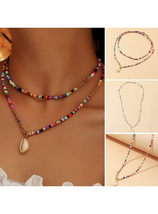 Minimalist Seed Beads Necklaces Women Chic Black String Beaded Neck Ch