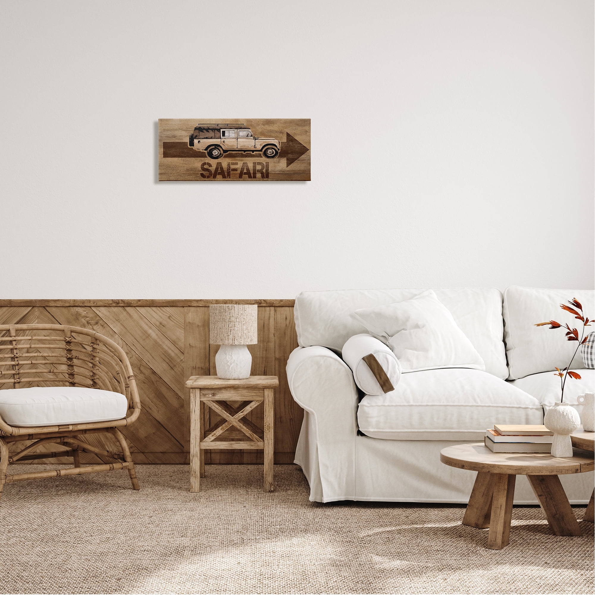 Stupell Industries Safari with Right Facing Arrow Transportation Painting Gallery Wrapped Canvas Art Print Wall Art, 24 x 10