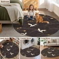 thumbnail image 5 of Japanese Style Round Area Rug 3Ft Washable Small Circle Rugs for Kitchen Entryway, Vintage Cranes Ocean Wave Black Grey Non-Slip Carpet Floor Mats Indoor Outdoor Carpet Runner Aesthetic Home Decor, 5 of 8