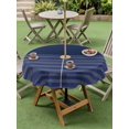 thumbnail image 4 of Outdoor Tablecloth with Umbrella Hole for Patio/Picnic/Party/Camping, Navy Blue Striped Waterproof Table Cloth Round Cover Washable, Vintage Stripes Ombre (Dia 60"), 4 of 8