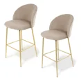 thumbnail image 2 of Silla Alta Terciopelo Beige con Patas Doradas - Bancos para Barra Moderno y Elegante Sillaa Altas para Cocina, Bar y Comedor Set de 2 piezas, 2 of 8