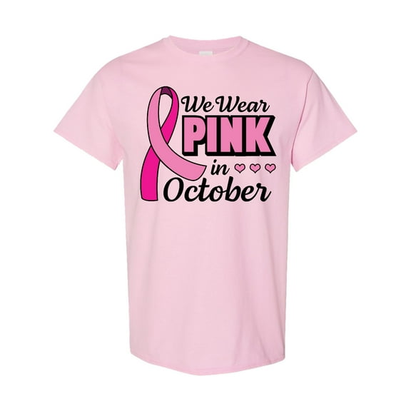 Inktastic Breast Cancer Awareness We Wear Pink in October T-Shirt