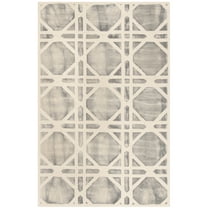 SAFAVIEH Dip Dye Kuzman Geometric Wool Area Rug, Ivory/Grey, 7' x 7' Round