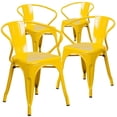 thumbnail image 1 of Commercial Grade 4 Pack Yellow Metal Indoor-Outdoor Chair with Arms, 1 of 8