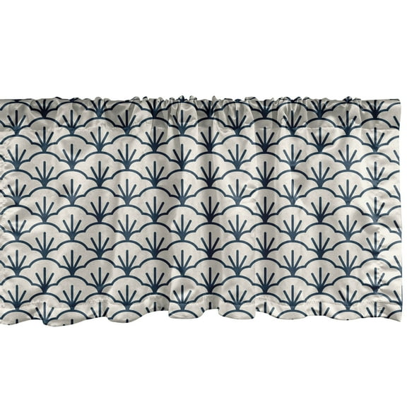 Ambesonne Geometric Window Valance, Eastern Cloud Motif, 54" X 18", Dark Blue Cream