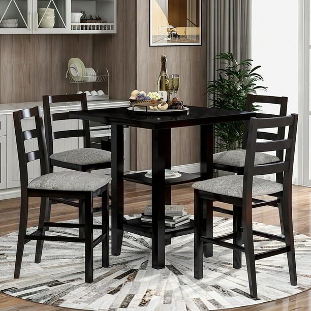 Topcobe Counter Height Dining Set Table And 4 Padded