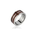 thumbnail image 1 of Genuine inlay Hawaiian koa wood wedding band ring titanium 8mm size 12, 1 of 2