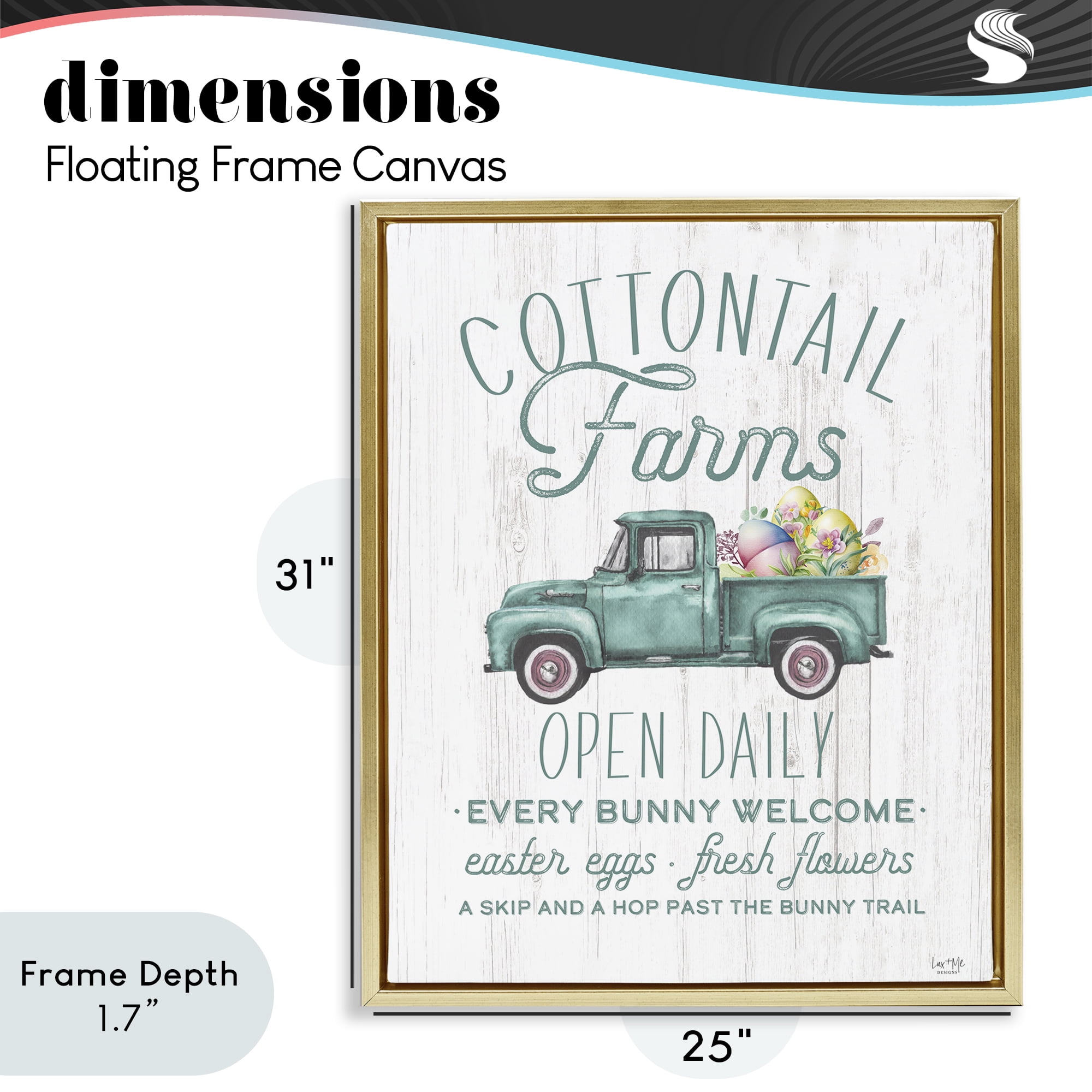 Stupell Industries Antique Cottontail Farms Gold Framed Floater Canvas Wall Art, design by Lux + Me Designs