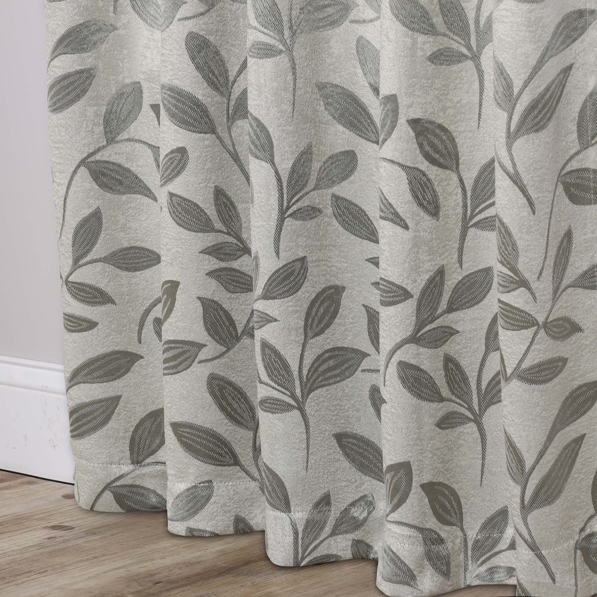 Superior Blackout Leaves Curtains Set of 2, Light Filtering Grommet Curtain Panel Set, Sage, 70"W x 84"L