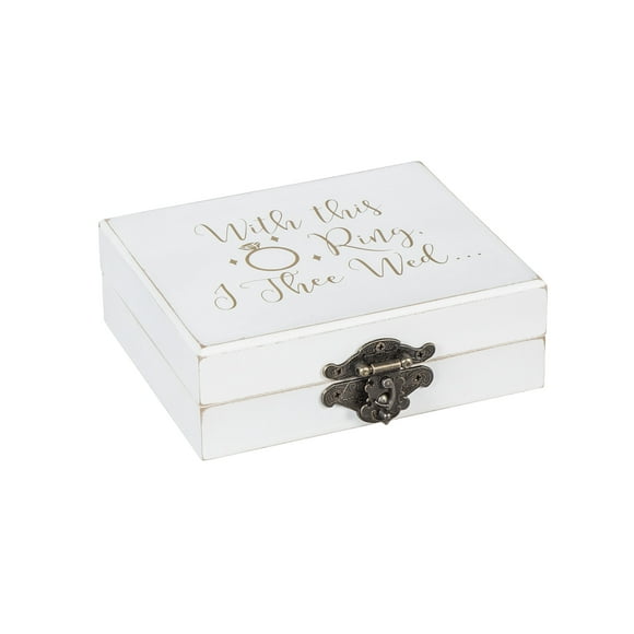 Cypress Home"with This Ring, I Thee Wed" Mr. and Mrs. Wooden Ring Holder Decorative Box - 5â€W x 6â€D x 2â€H