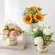 thumbnail image 4 of Naiovety Fácil de limpiar flores artificiales de mantenimiento de flores de hortensia de seda de peonía falsa con florero elegante Decoración girasoles, 4 of 6