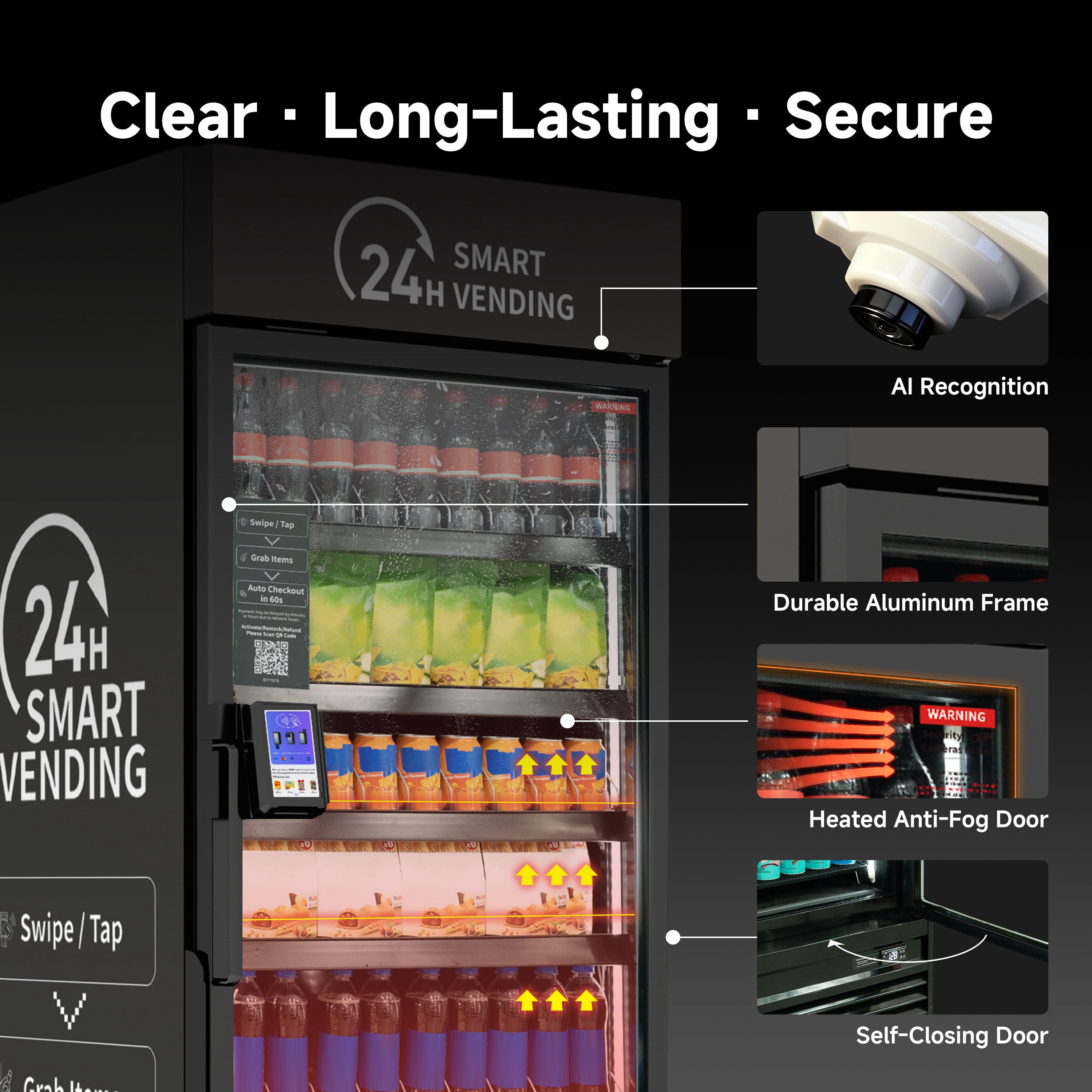 AI Smart Vending Machineor for Business - 24/7 Grab & Go Combo Vending Cashless, APP Control for Office/School/Gym
