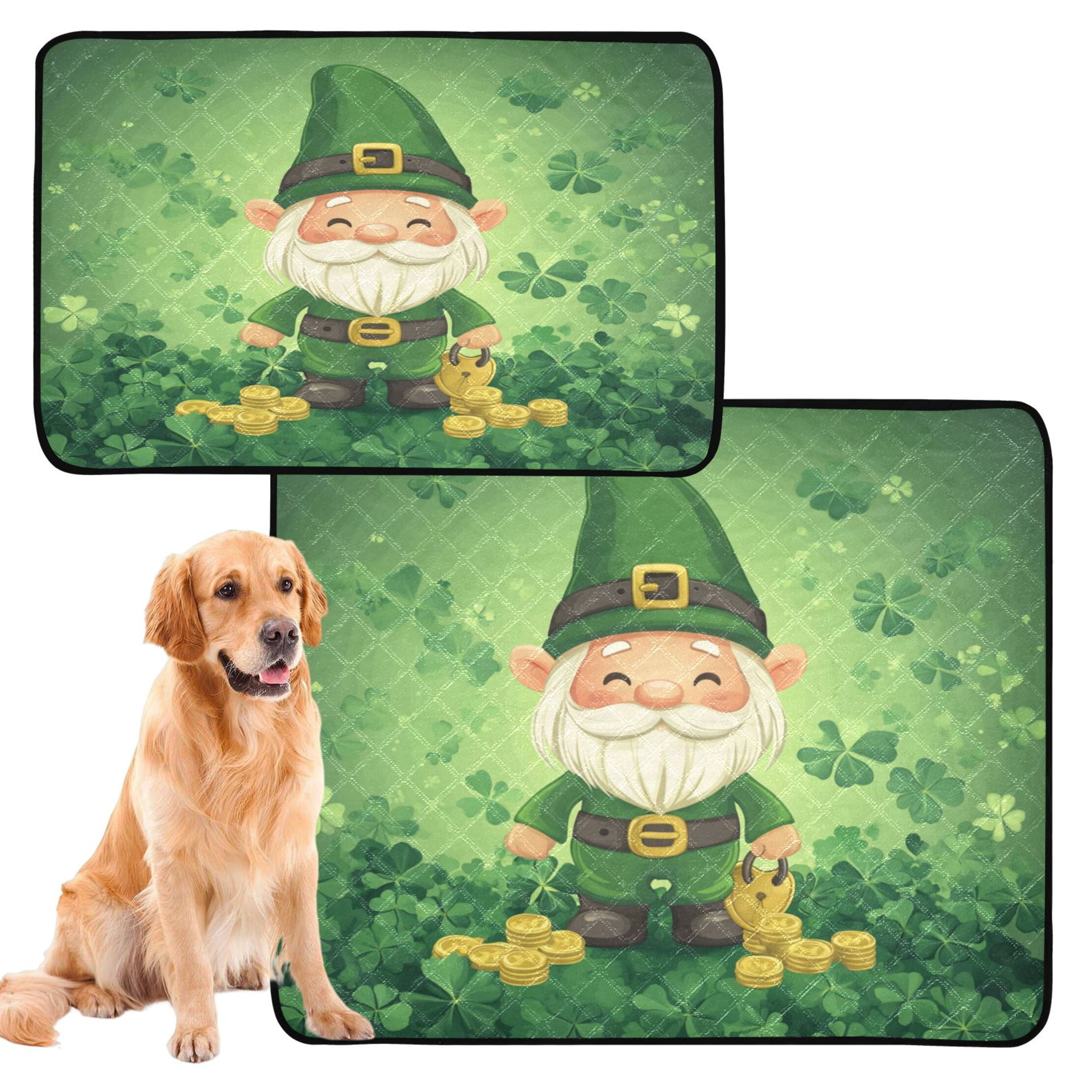 Qxltty St Patricks Gnome Cat litter Pads Pet Set of 3 Diaper Mats Center Anti-leakage Layer Absorbent Soft and Comfortable