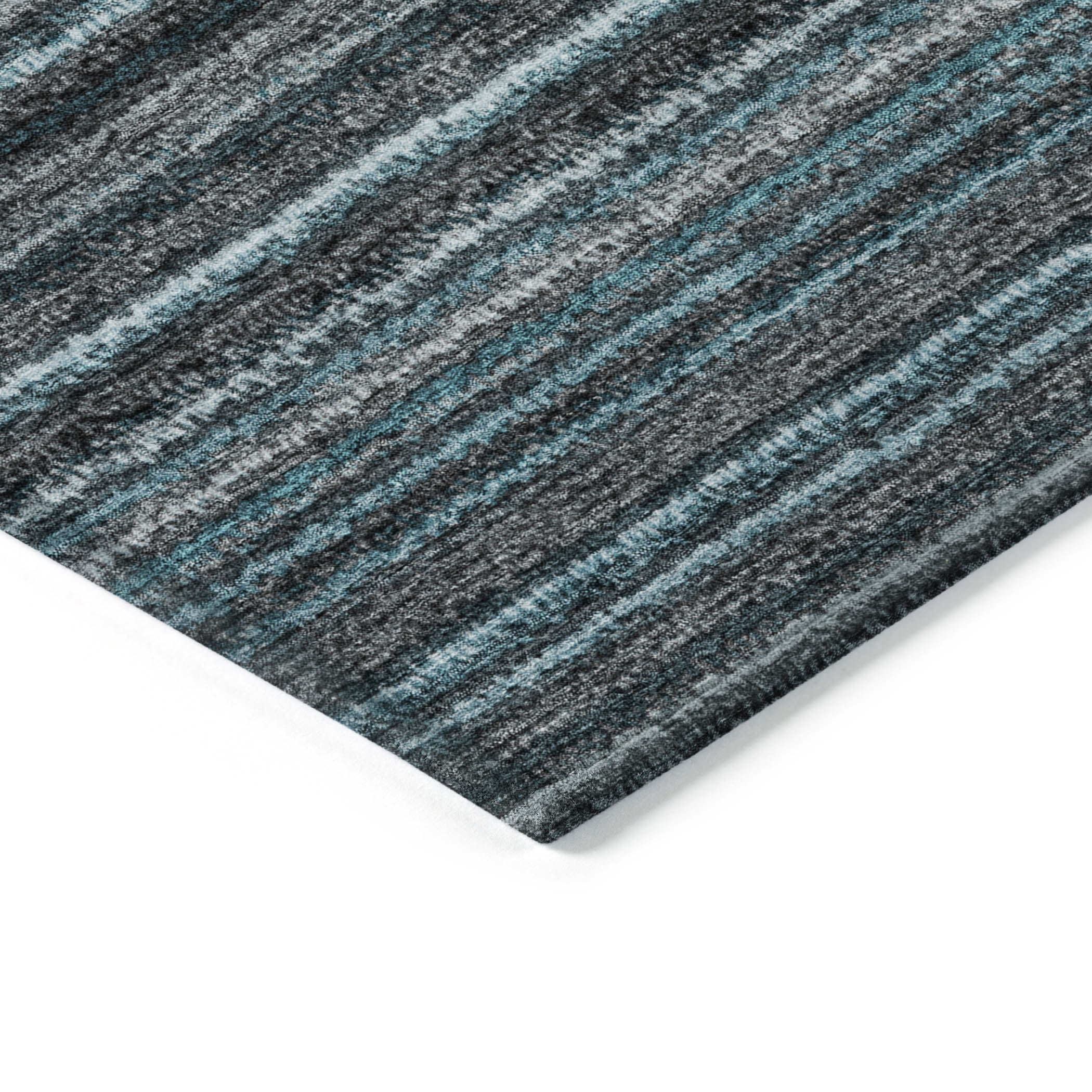 Addison Rugs Chantille Indoor/Outdoor Transitional Stripes Teal Washable Rectangle Rug, 3' x 5'
