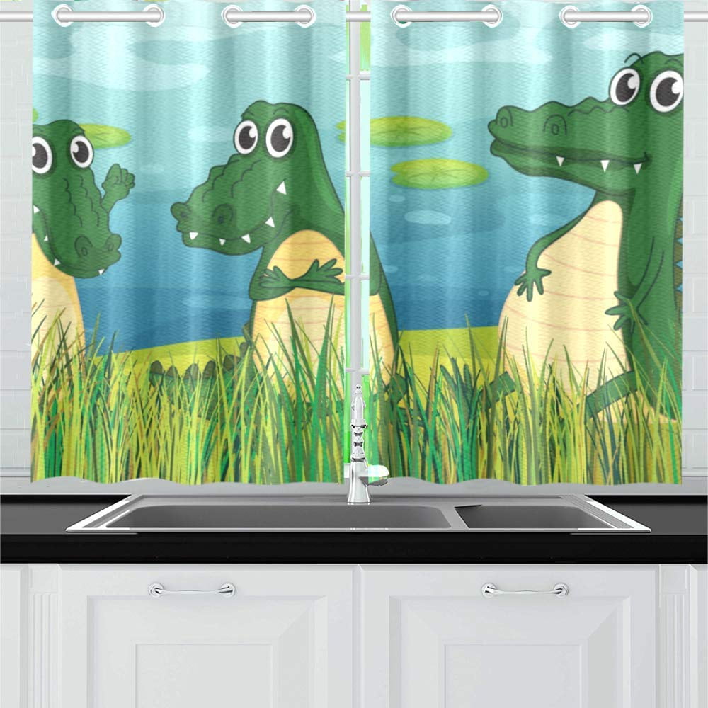Mkhert Scary Dinosaurs Window Curtain Kitchen 26x39 Inch Two Mkhert Scary Dinosaurs Window Curtain Kitchen 26x39 Inch Two Piece Com