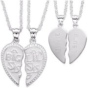 Personalized Planet Sterling Silver Breakable Big Sis and Lil Sis Engraved Pendants