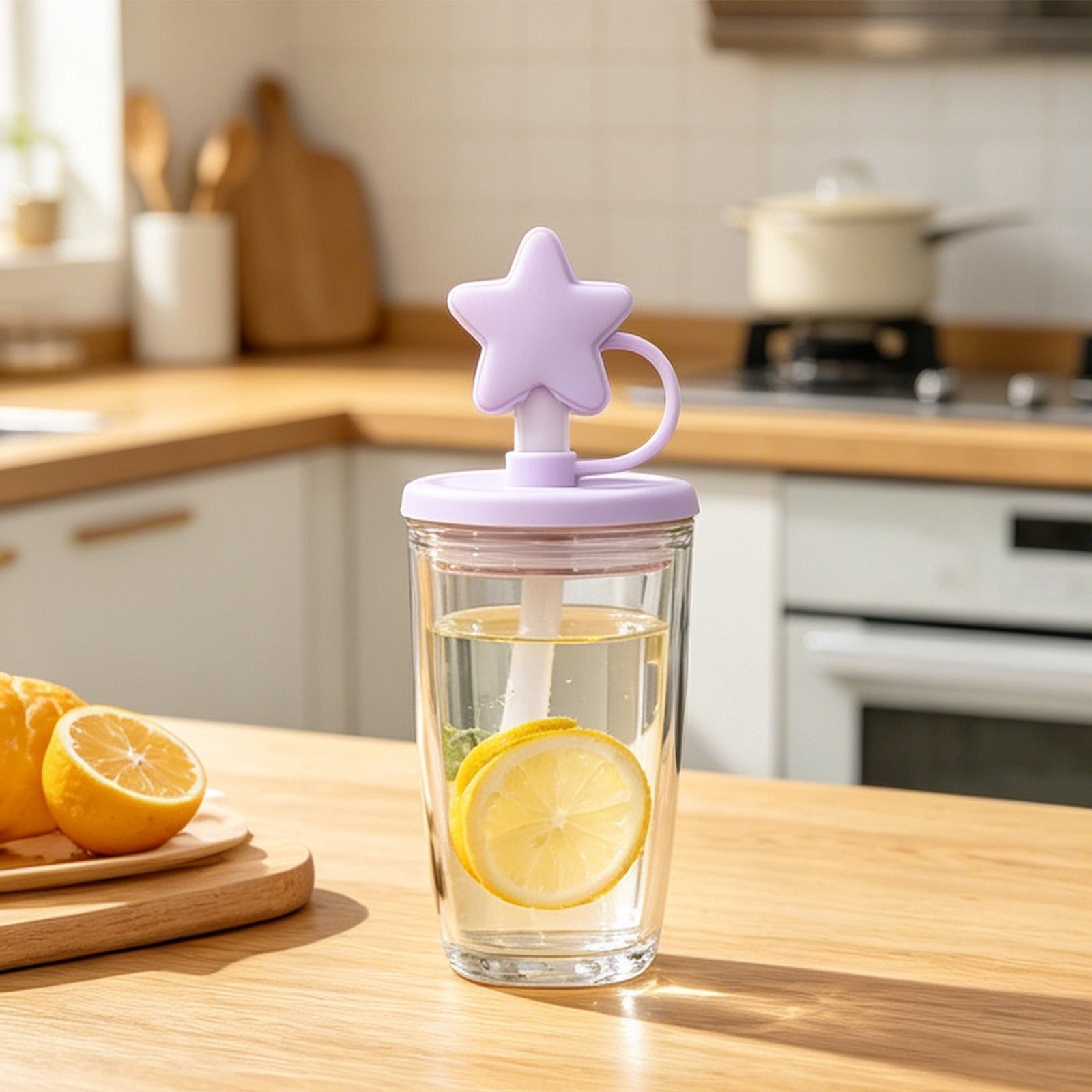 Tapa de silicona para pajita con forma de estrella, a prueba de polvo, a prueba de fugas, reutilizable y flexible para vasos y botellas de agua. Apta para lavavajillas.