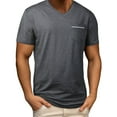 thumbnail image 5 of PiGOGI Men's Casual V-Neck Short Sleeve Shirt Pocket Lightweight Beach Summer Top Dark Gray S, 5 of 5
