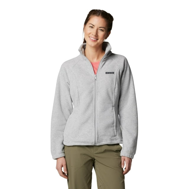 Chaqueta Columbia Benton Springs de forro polar con cierre completo para mujer, gris, talla M