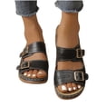 thumbnail image 2 of Hurxie Womens Wedge Sandals Leather, Comfortable Slip On Slides Dressy, Orthopedic Sandals for Women, Open Toe Casua Arch Support Platform ladies Sandal Black 8.5, 2 of 6