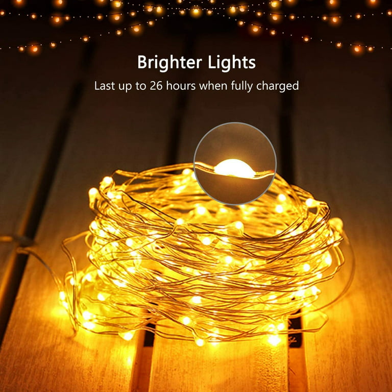 Rechargeable String Lights USB Plug Fairy Lights, 2x6.56 ft (2M) 20 LEDs  Cute Bear Controller up to 36 Hours Use Wine Bottle Copper Wire Lights, 8