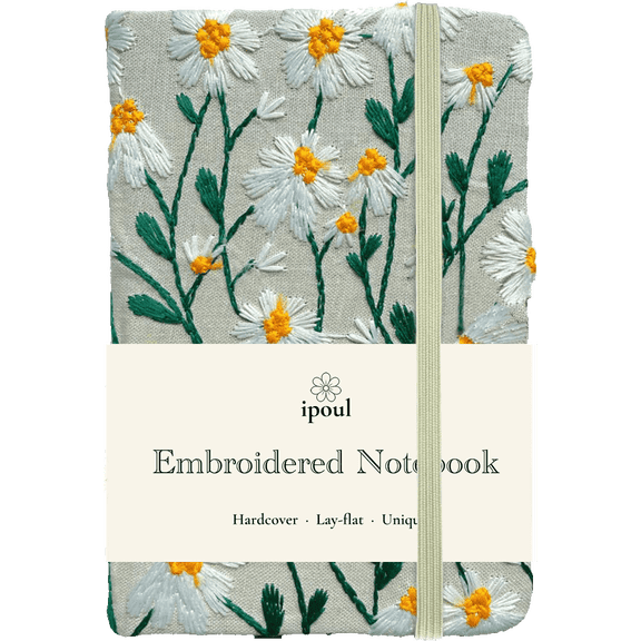 ipoul Pocket Journal, Small Notebook, A6 Sketchbook, 4x6, Hardcover, Lay Flat, Beautiful Journal, Daisy Gifts for Women, White