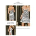 thumbnail image 6 of New Solid Color Sexy Backless V-Neck Loose Strap Sequin Dress, 6 of 7
