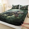thumbnail image 4 of Feelyou Jungle Tyrannosaurus Full Size Sheets for Boys Men Kids, 3D Wildlife Animal Bed Sheets, Green, 4pcs, 4 of 5
