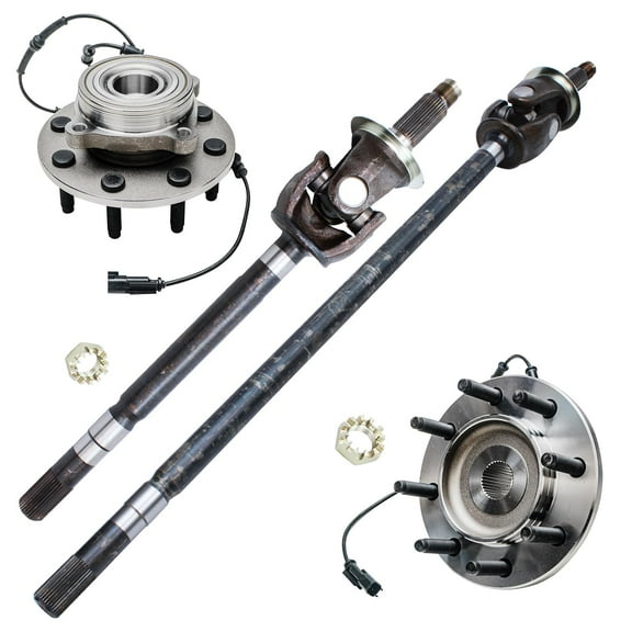 Detroit Axle - Pair (2) Front CV Axle Shafts Pair (2) Front Wheel Hub and Bearing Assembly Replacement for 2006 2007 2008 Dodge Ram 1500 2500 3500-4WD 8-Lug Wheel Models