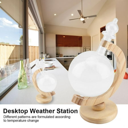 

Garosa EZSPTO Forecaster Barometer Desktop Weather Station Glass Creative Globe-Shaped Glass Bottle Desktop Weather Station Weather Predictor