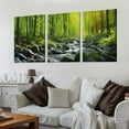 thumbnail image 2 of Nawypu Framed Wall Art Canvas Art Decor Morning Green Trees Landscape Sunshine Over Forest Photograph Printed on Canvas Decoration Mural Print Artwork Natural Picture 12''x16''X3 Panels, 2 of 4