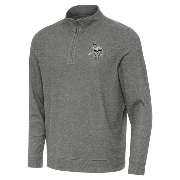 Men's Antigua Heather Black Minnesota Vikings Subtle Quarter-Zip Top