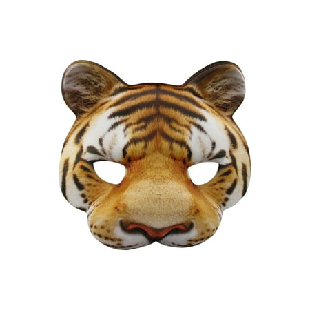 Tiger Half Mask Realistic Look Soft Foam Face Mask Halloween Costume Accessory
