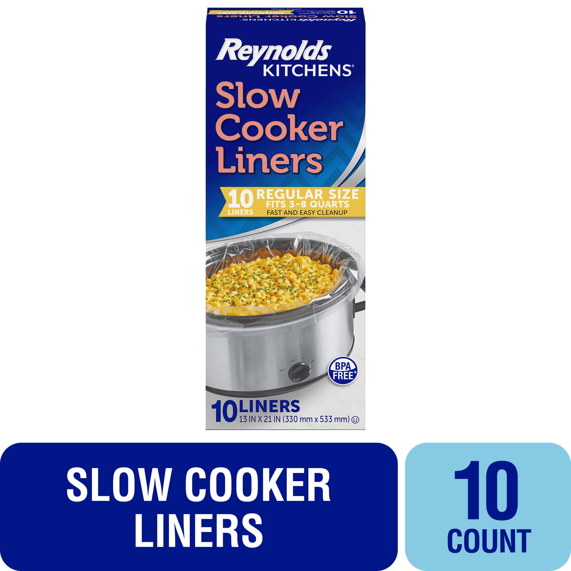 Reynolds Kitchens Slow Cooker Liners, Regular (Fits 3-8 Quarts), 10 Count